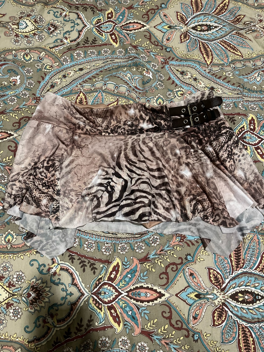 Windsor Brown & Black Animal Print Ruffle Skirt